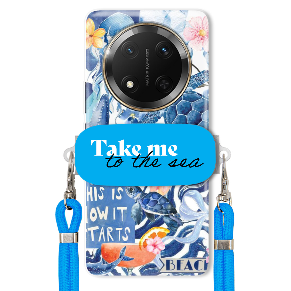 Pouzdro pro Honor Magic 7 Lite Premium Vodítko modré Držák Take Me To The Sea