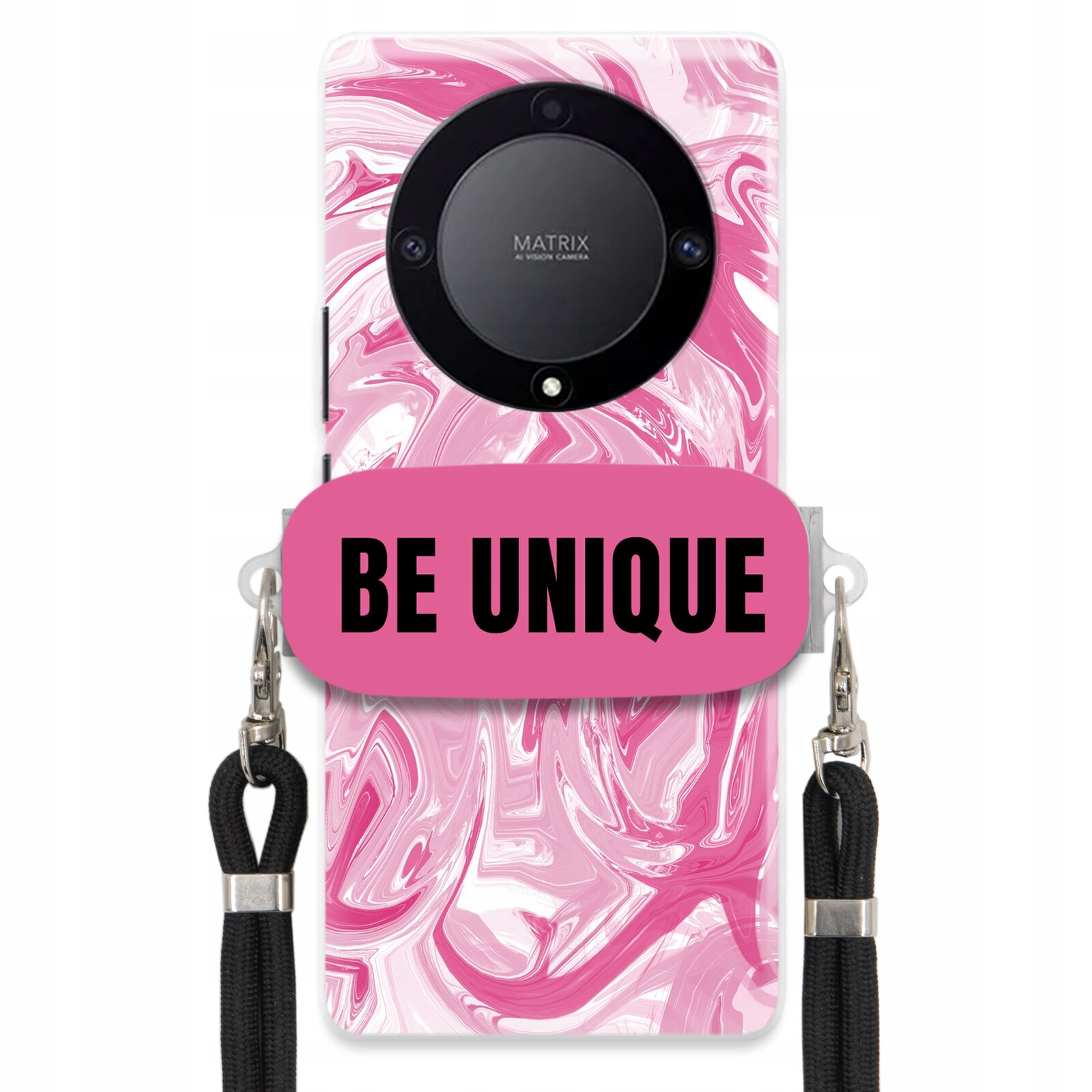 Pouzdro pro Huawei Honor X40 5G Pouzdro úchytka Šňůrka Černá Růže Mramor Unikátní