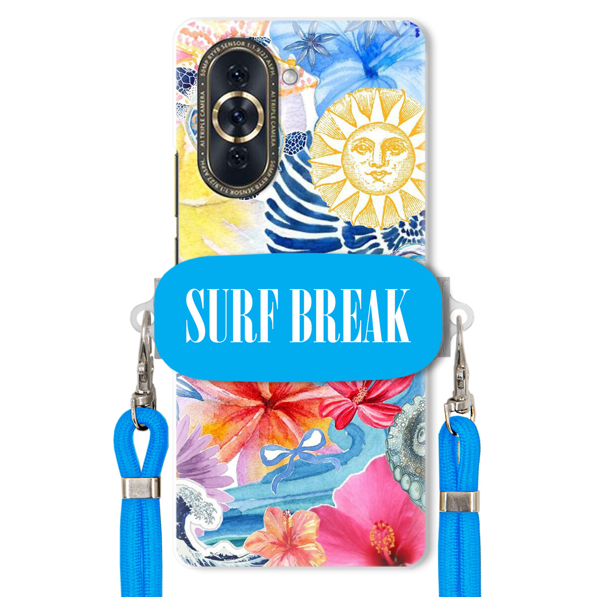 Pouzdro pro Huawei Nova 10 Crossbody vodítko modré držák Surf Break Dovolená