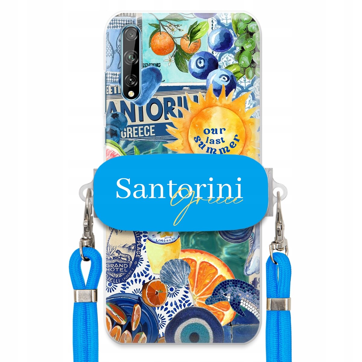 Pouzdro pro Huawei Y8P Modré Crossbody vodítko držák Santorini Sea Vibes