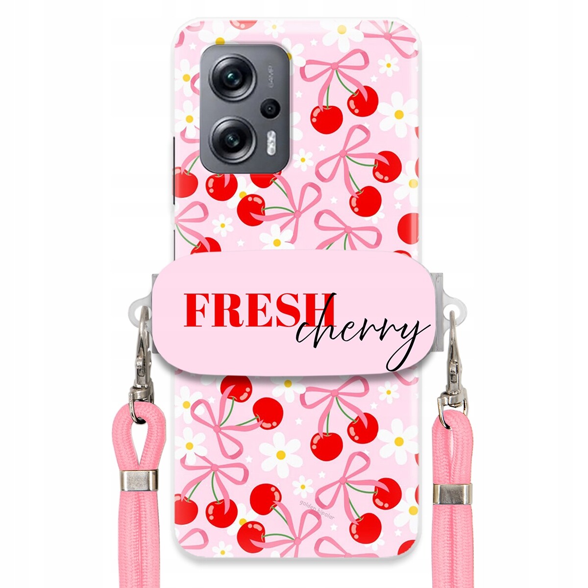 Pouzdro pro Xiaomi Poco X4 Gt Case Držák Šňůrka Růžová Fresh Cherry Kokardy