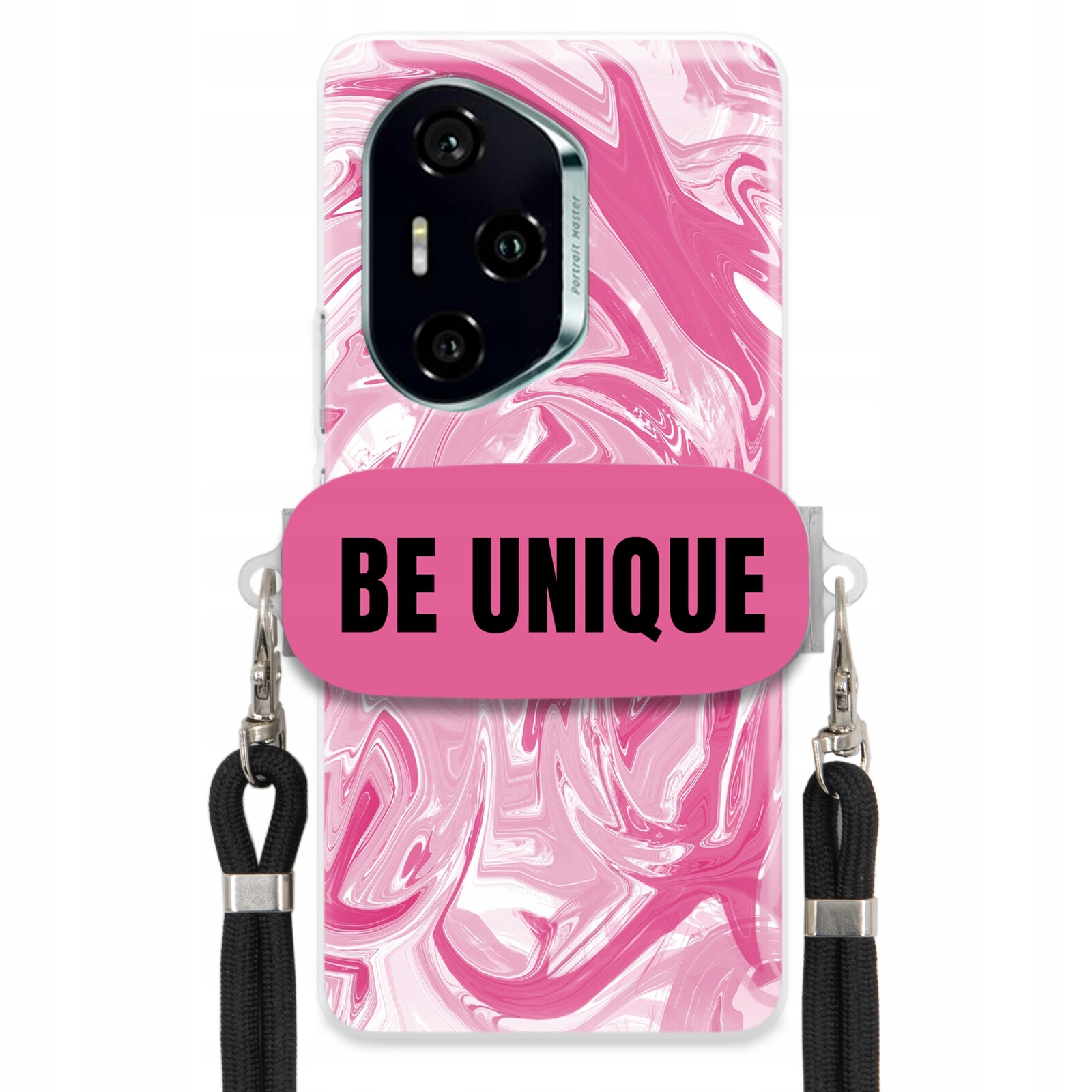 Pouzdro pro Honor 300 Pro Case Uchytky Šňůrka Černá Růžová Mramor Be Unique