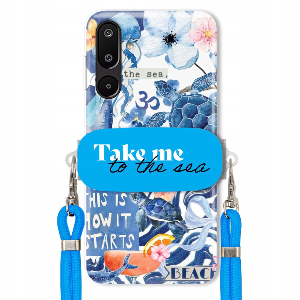 Pouzdro pro Samsung M16 Modré Crossbody vodítko Držák Take Me To The Sea
