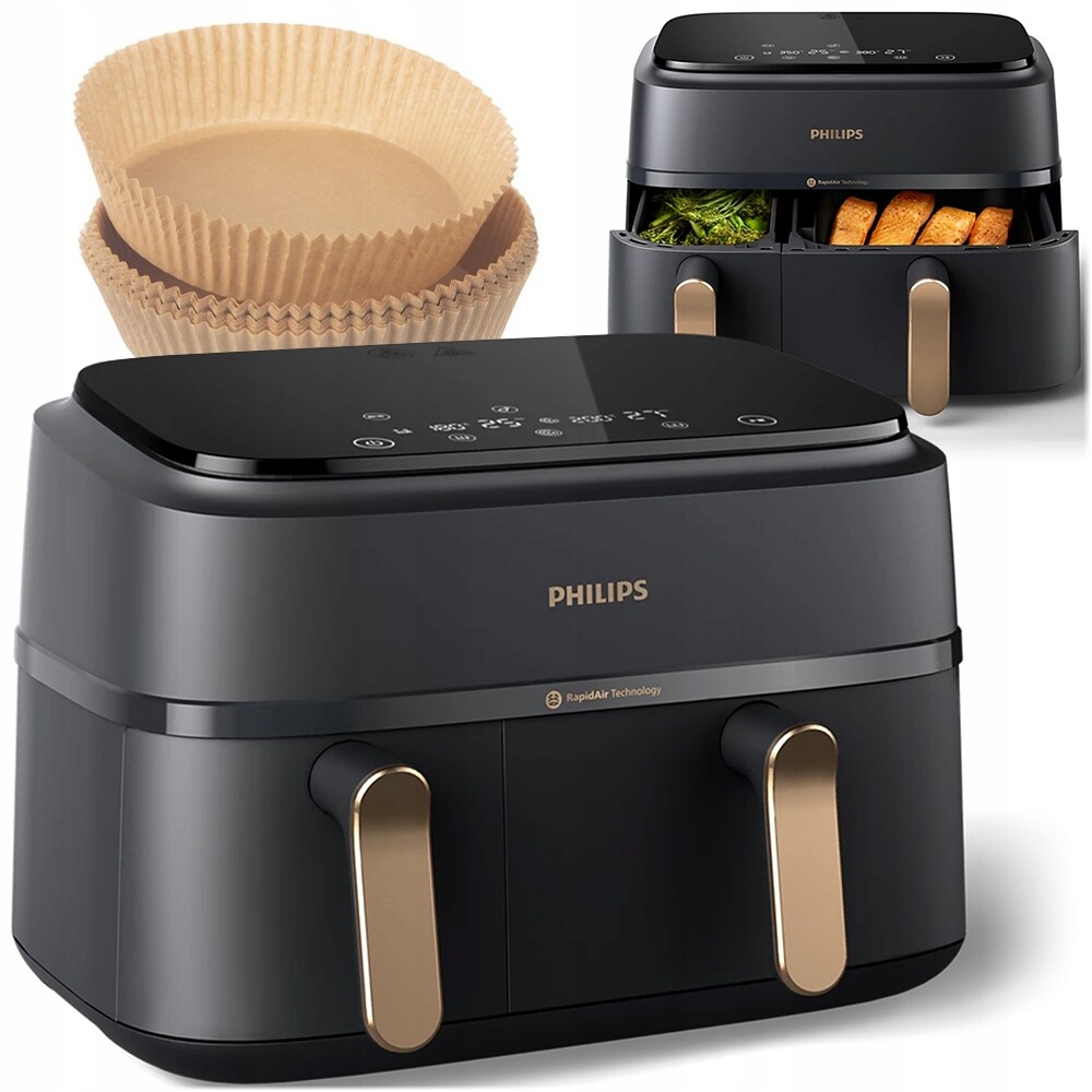 Beztuková Fritéza Philips Ovi Dual Basket Dvě Komory 100 Vložky