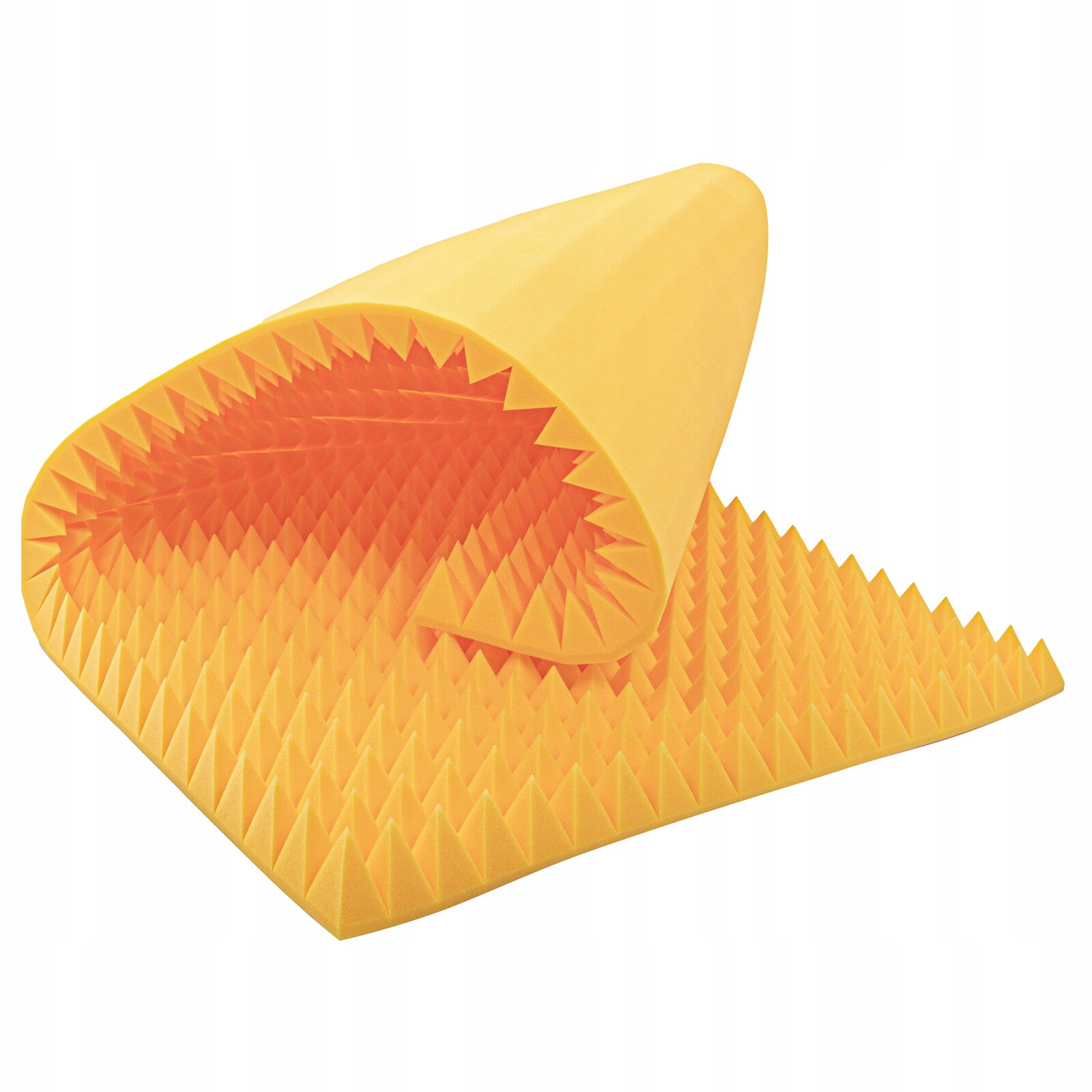 Tlumící pěnová podložka akustická pyramida žlutá, bez lepidla, velký formát