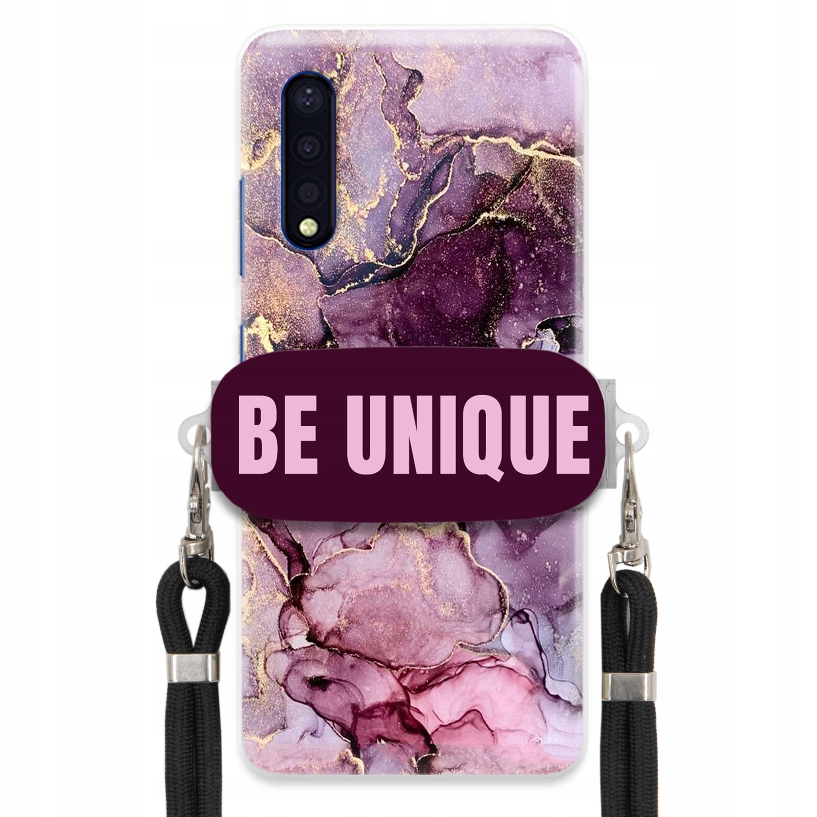 Pouzdro Premium pro Samsung A41s Case Uchywt Šňůra Černá Fialová Mramorová