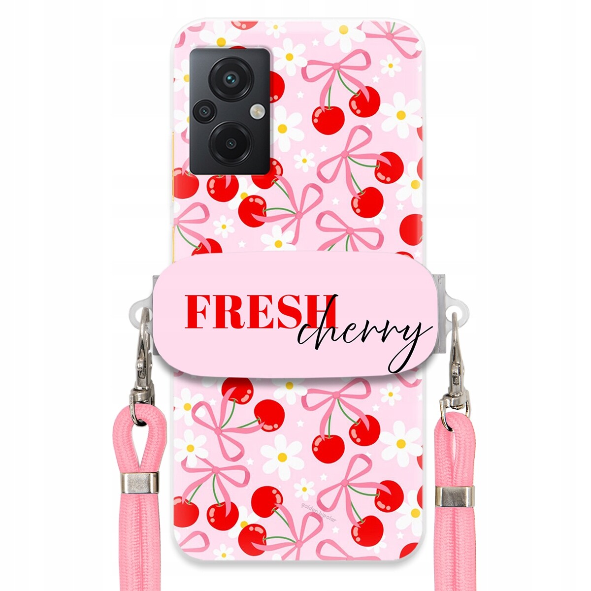 Pouzdro pro Xiaomi Poco M5 Case Držák Šňůrka Růžová Fresh Cherry Kokardy
