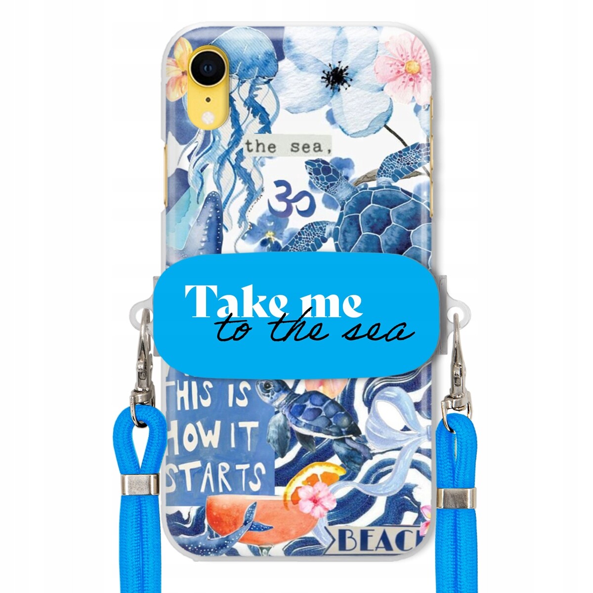 Pouzdro pro iPhone Xr Modré Crossbody vodítko Držák Take Me To The Sea Top
