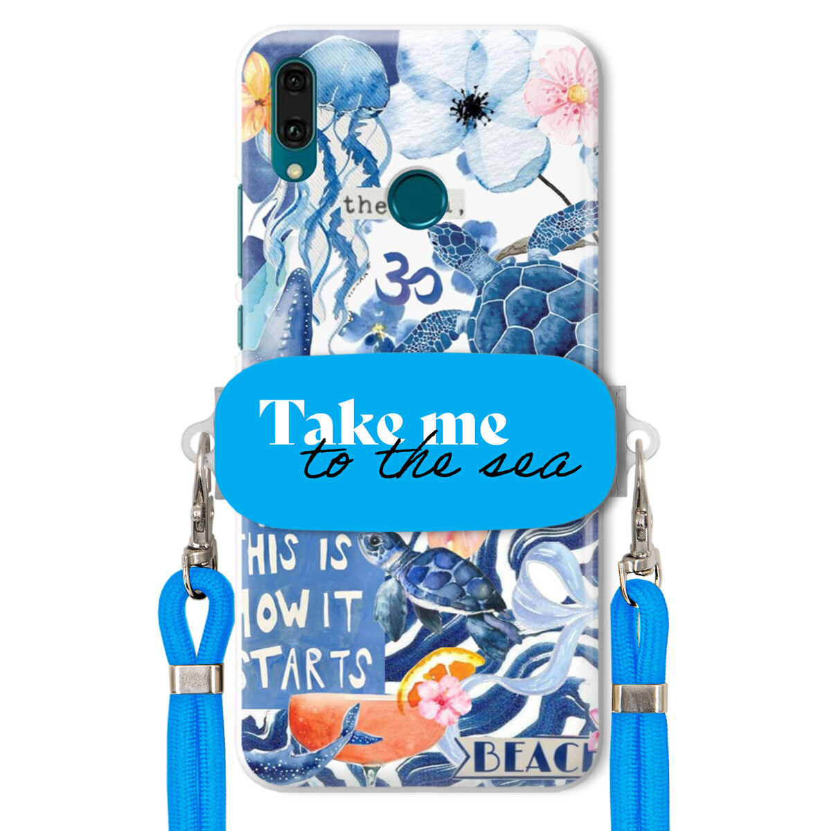 Pouzdro pro Huawei Y9 2019 Premium Vodítko modré Držák Take Me To The Sea