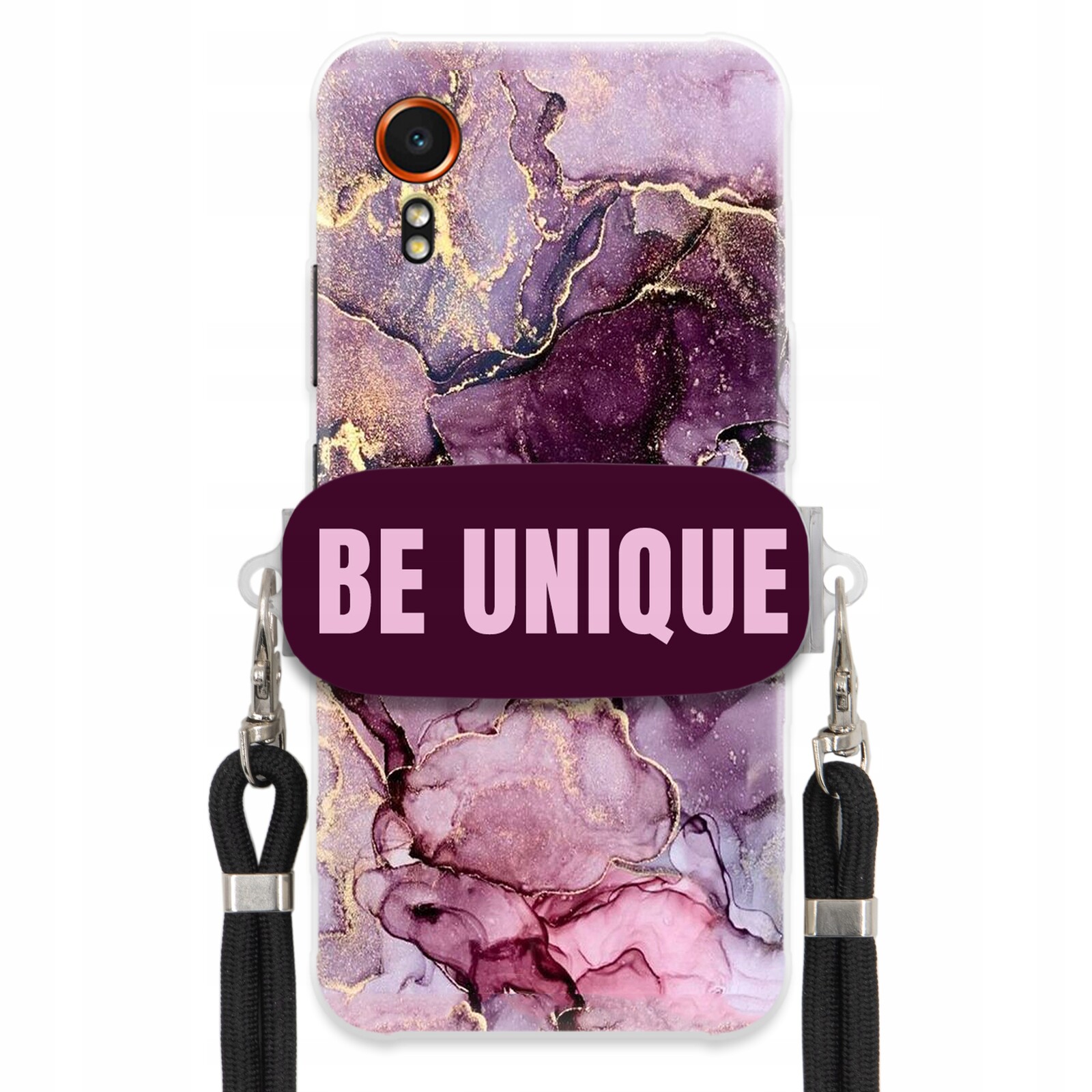 Pouzdro pro Samsung Xcover 7 úchytka na šňůrku Černá Fialová Mramorová Be Unique