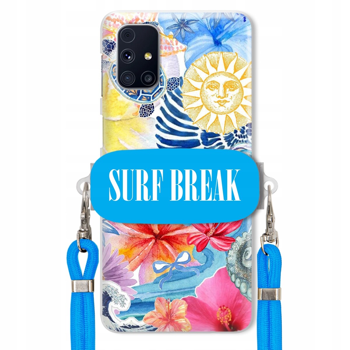 Pouzdro pro Samsung M31s Modré Crossbody vodítko Držák Surf Break Lata