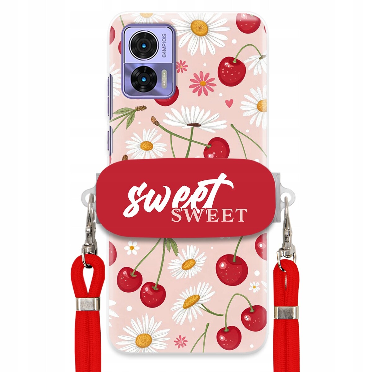 Pouzdro pro Motorola Edge 30 Neo Červené vodítko držák Crossbody Sweet Cherry