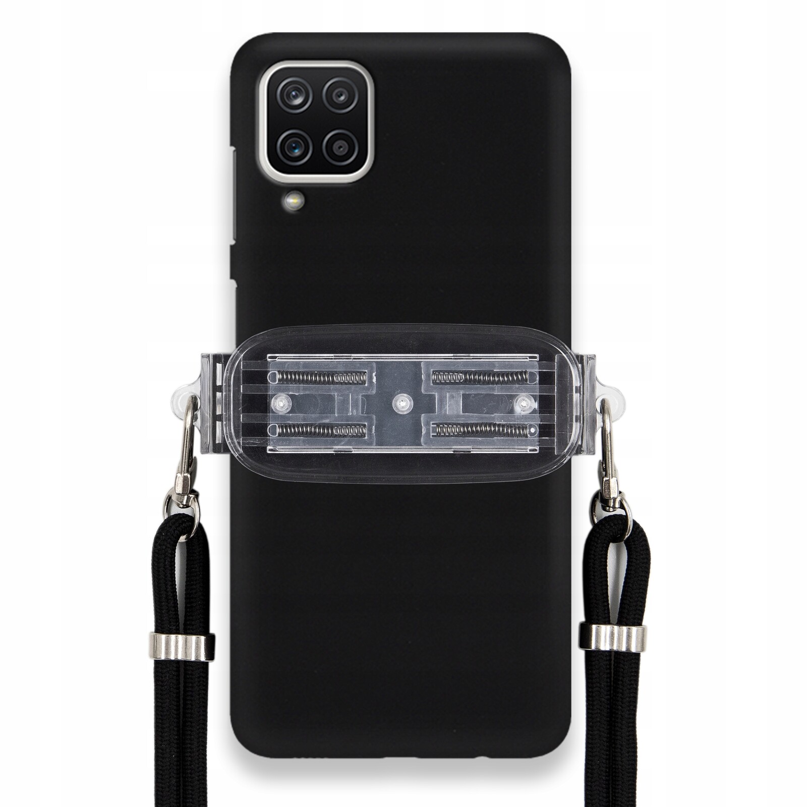 Pouzdro Pro Samsung A12 Smooth Case Ochranný Univerzální Držák Černá Šňůrka