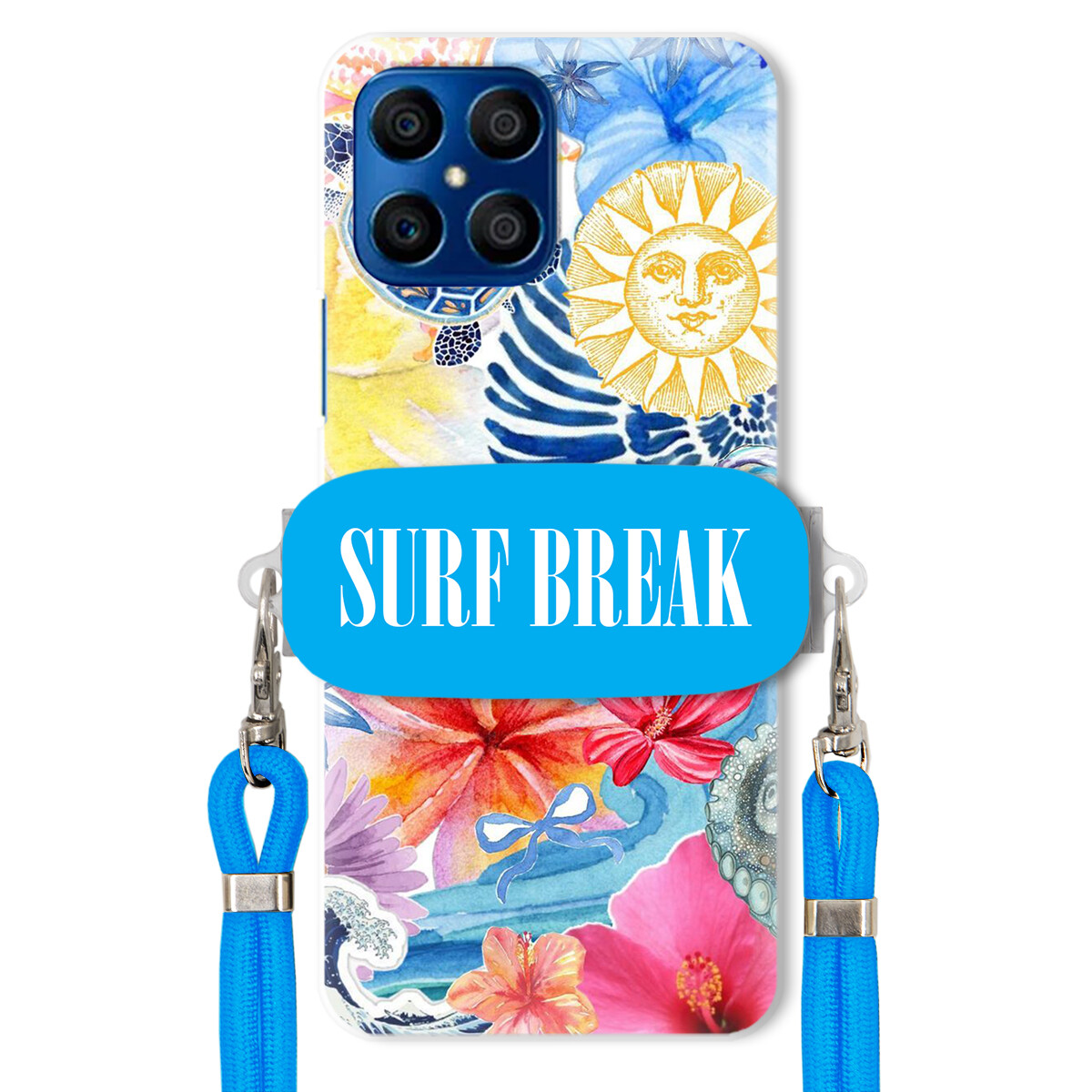 Pouzdro pro Huawei Honor X8 Crossbody vodítko modré držák Surf Break Lata