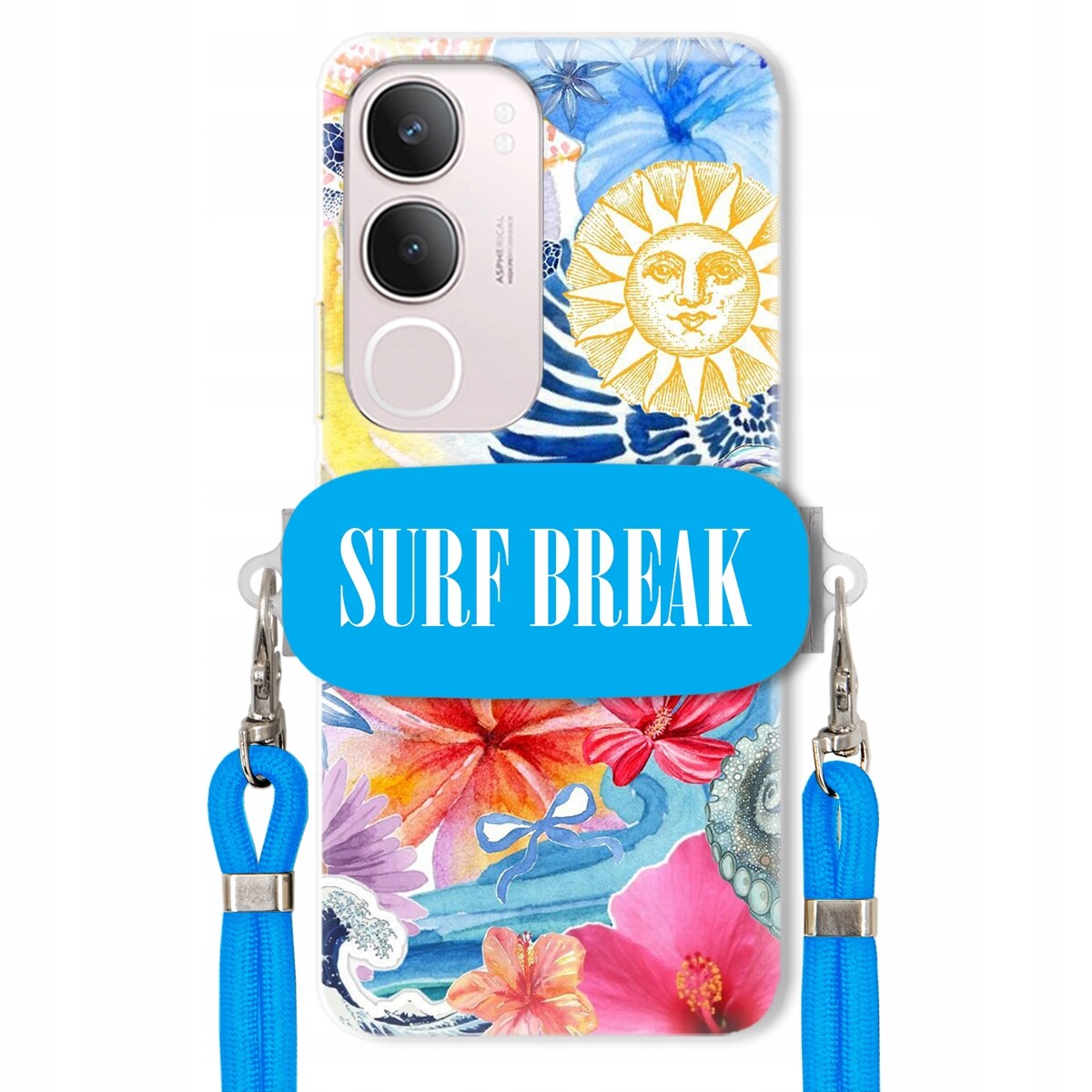 pouzdro na Vivo Y19S 4G Modré Crossbody vodítko Držák Surf Break Léta