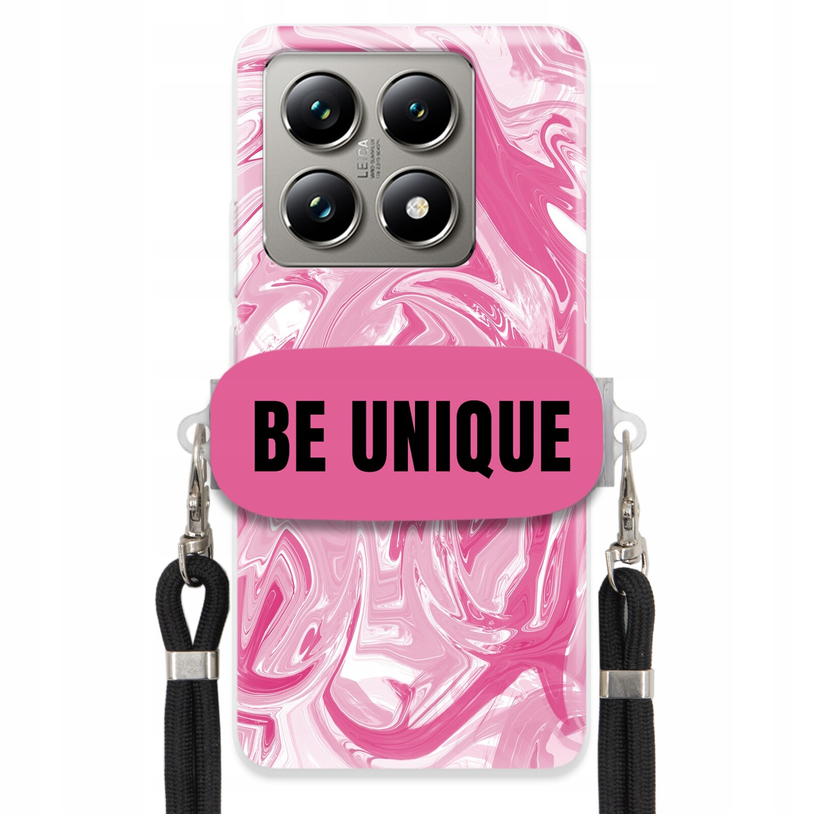 Pouzdro pro Xiaomi 14T Pro Case úchytka na šňůrku Černá Růžová Mramorová Be Unique