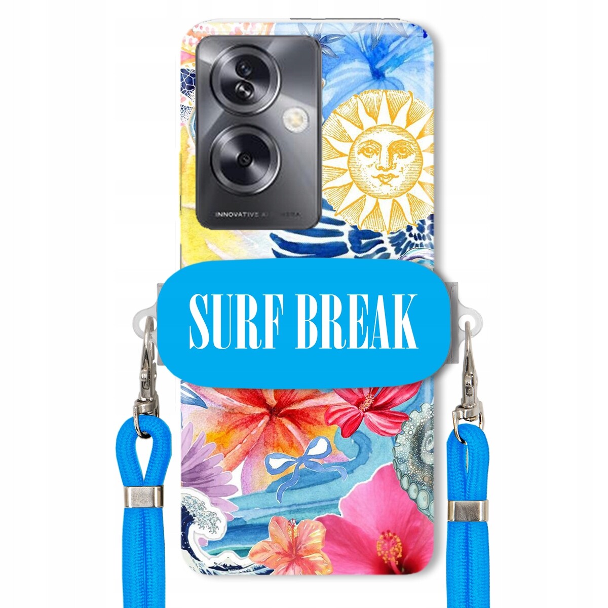 Pouzdro pro Oppo A79 5G Modré Crossbody vodítko Držák Surf Break Lata