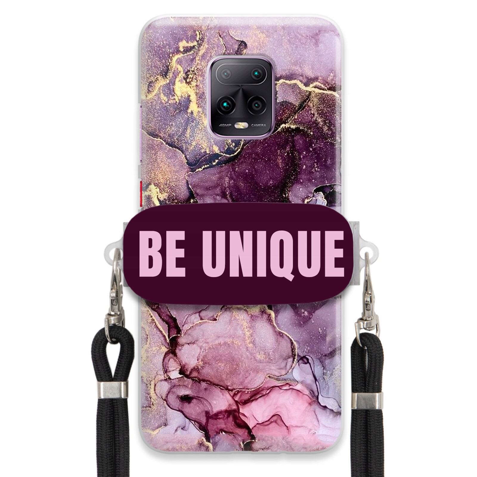 Pouzdro pro Xiaomi Redmi 10X 5G Case Držák Šňůrka Černá Fialová Mramorová