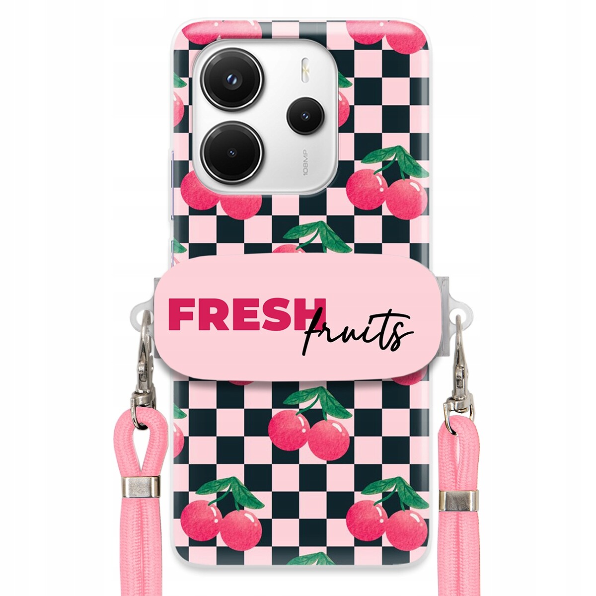 Pouzdro pro Xiaomi Redmi Note 14 4G Růžové vodítko Držák Praktické Fresh Fruits