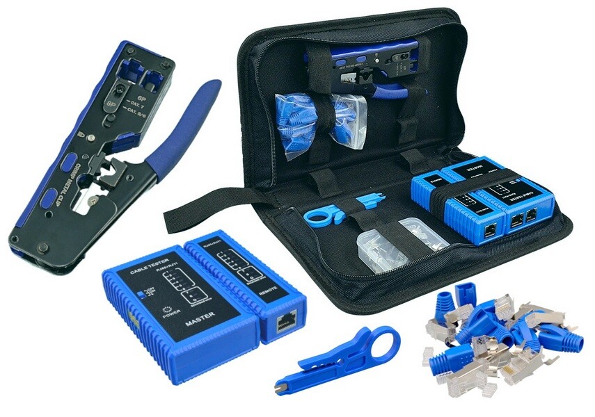 Sada Síťových Nástrojů Pro Průchozí Zástrčky RJ45 KAT.6A KAT.7 Tester
