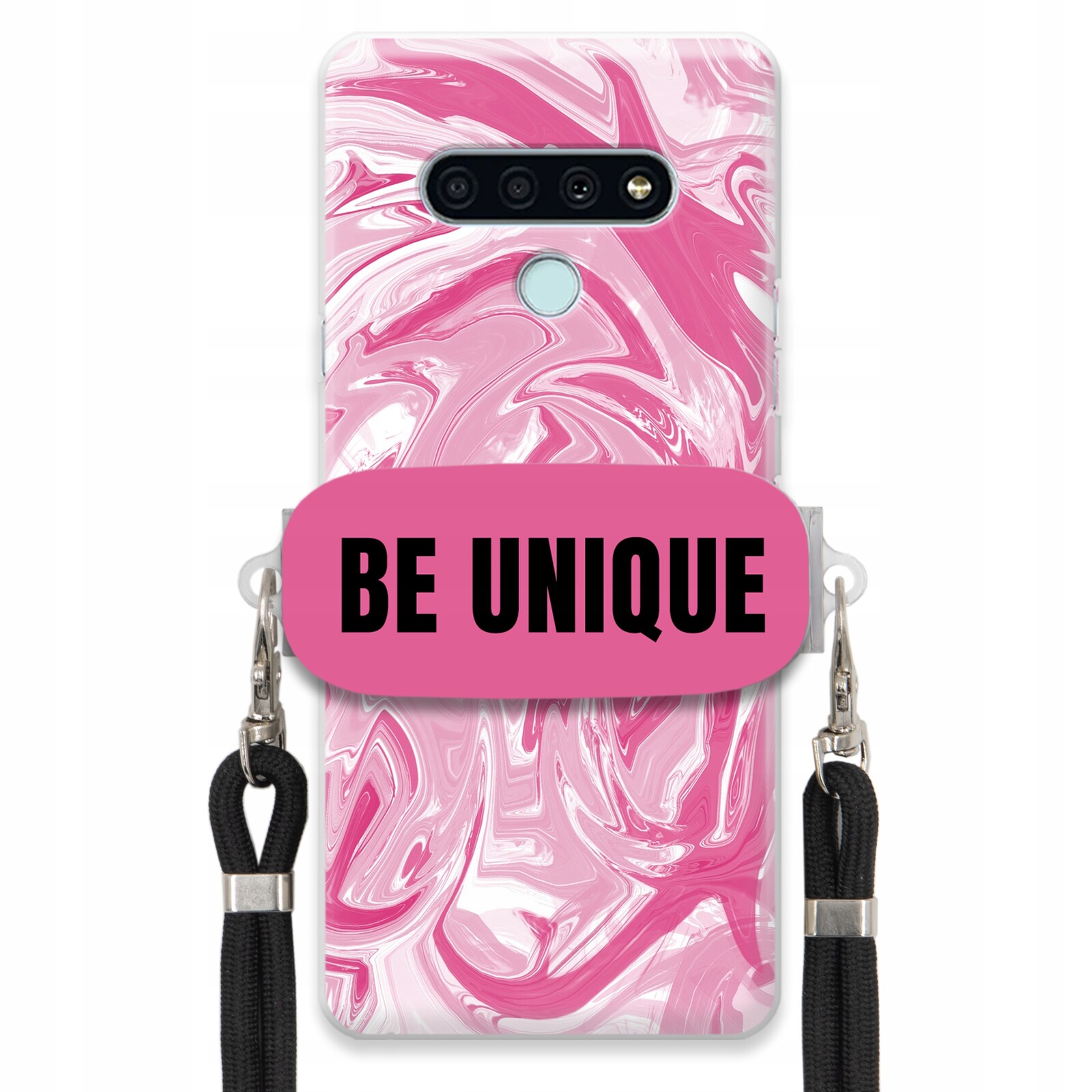 Pouzdro pro Lg K71 PouzdroCase Držák Šňůrka Černý Růžový Mramor Unikátní