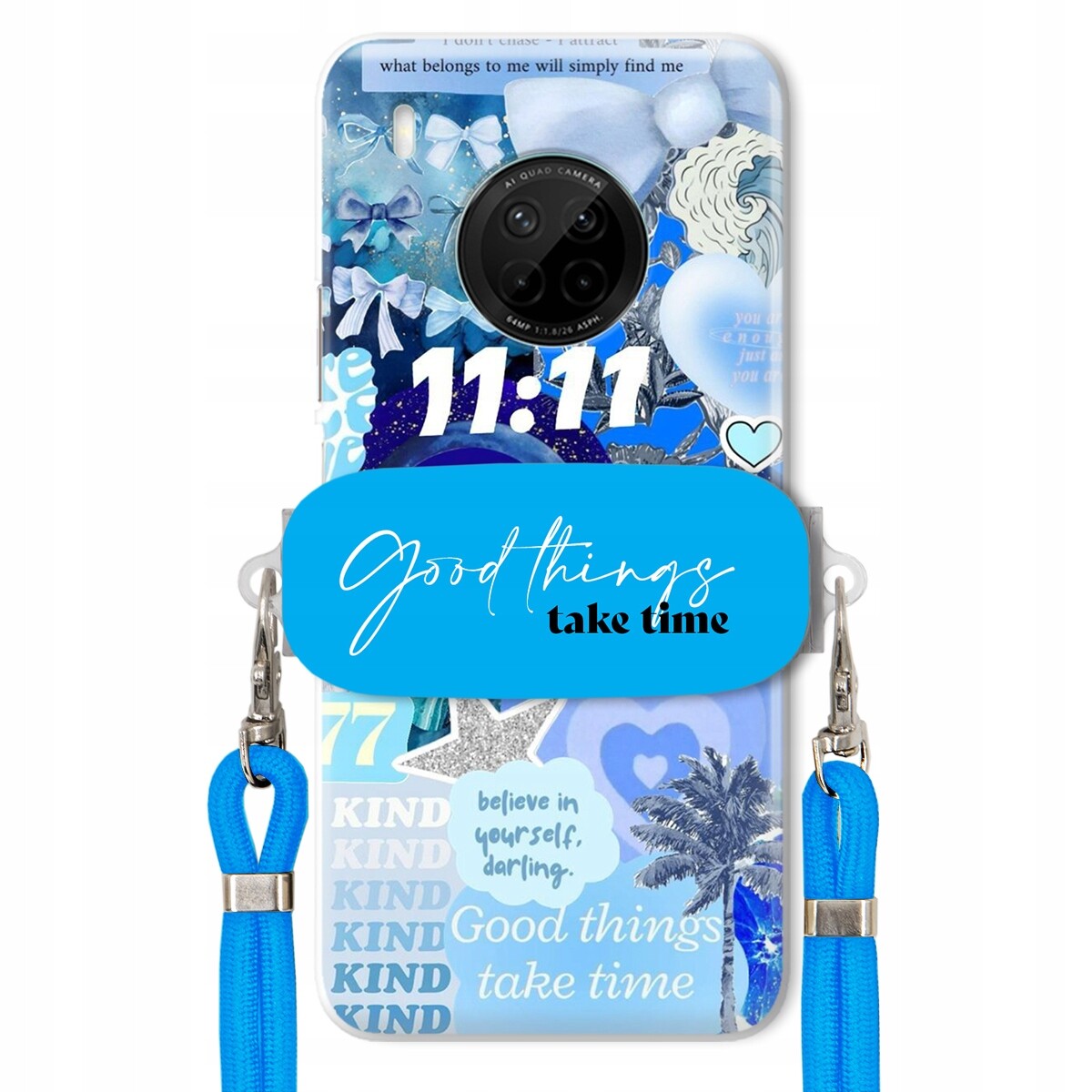 Pouzdro pro Huawei Y9a Držák Crossbody vodítko Good Things Take Time Lata