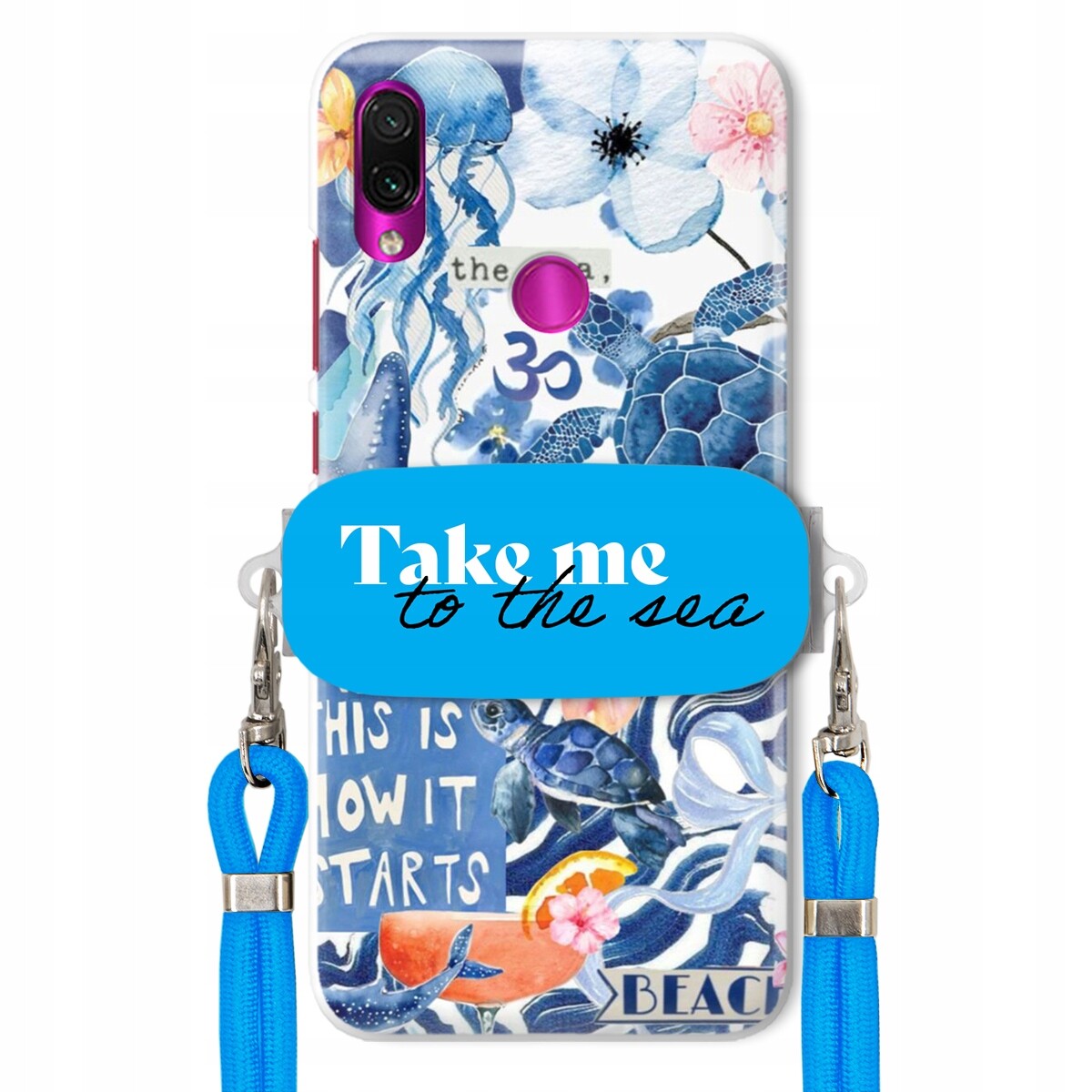Pouzdro pro Xiaomi Redmi Note 7 Premium Vodítko Blue Držák Take Me To The Sea