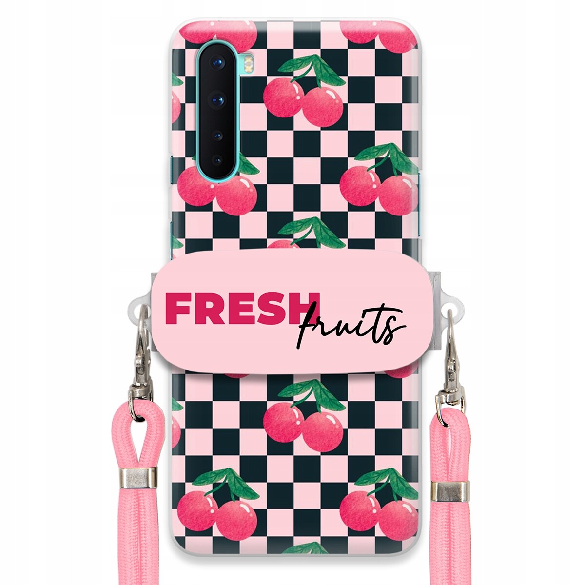 Pouzdro pro Oneplus Nord Vodítko Pink Crossbody Držák na šachovnici Fresh Fruits