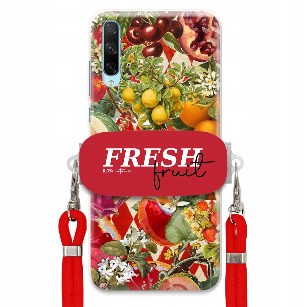 Pouzdro pro Huawei Honor 30i Červené Crossbody vodítko Držák Fresh Fruit