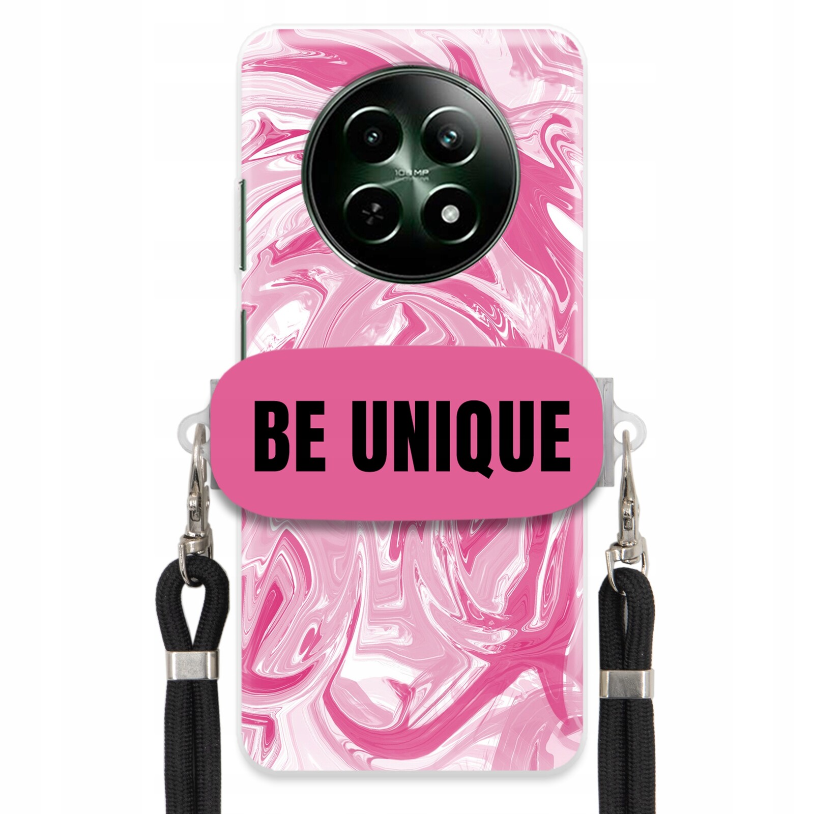 Pouzdro pro Realme 12 5G Case Uchytky Šňůrka Černá Růžová Mramorová Be Unique