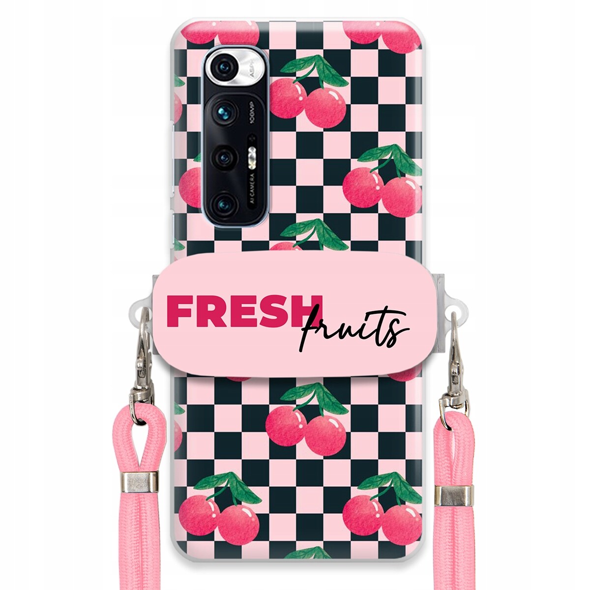 Pouzdro pro Xiaomi Mi 10s Růžové vodítko Funkční držák Fresh Fruits Módní