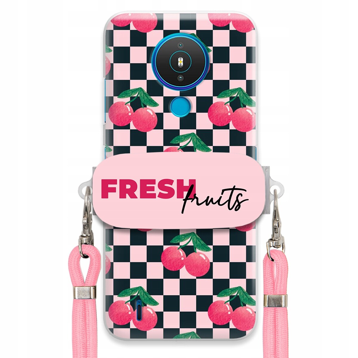 Pouzdro pro Nokia 1.4 Vodítko Pink Crossbody Funkční rukojeť Fresh Fruits