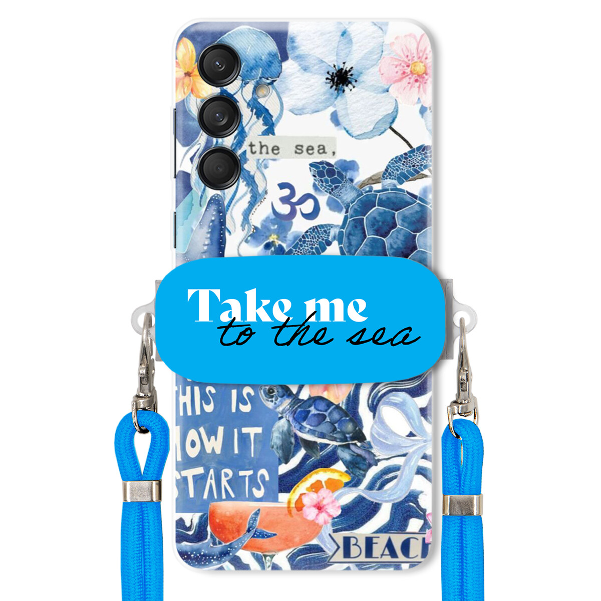Pouzdro pro Samsung M55 5G Premium Vodítko modré Držák Take Me To The Sea
