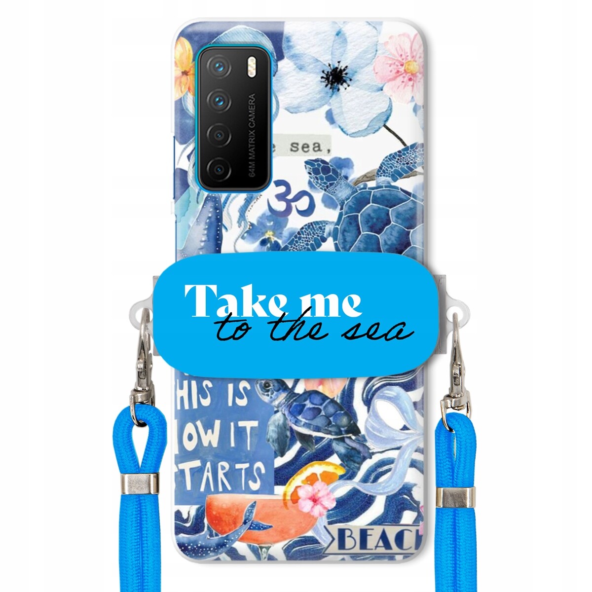 Pouzdro pro Huawei Honor Play 4 Premium Vodítko modré Držák Take Me To The Sea