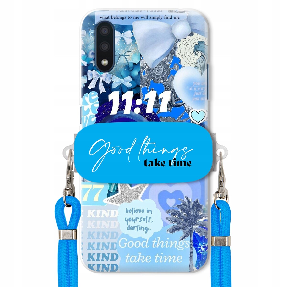 Pouzdro pro Samsung A01 Držák Crossbody vodítko Good Things Take Time Lata