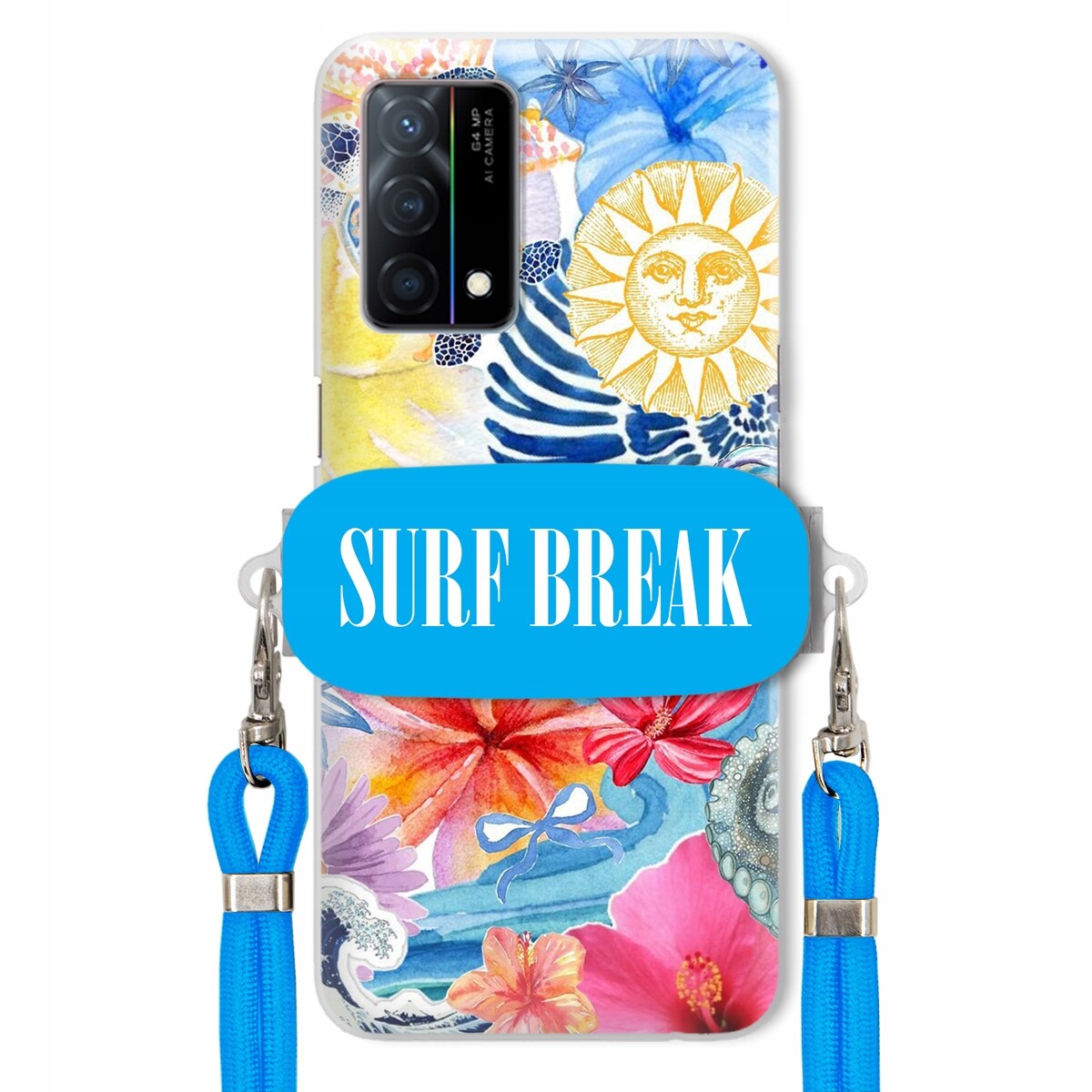 Pouzdro pro Oppo K9 5G Modré Crossbody vodítko Držák Surf Break Lata