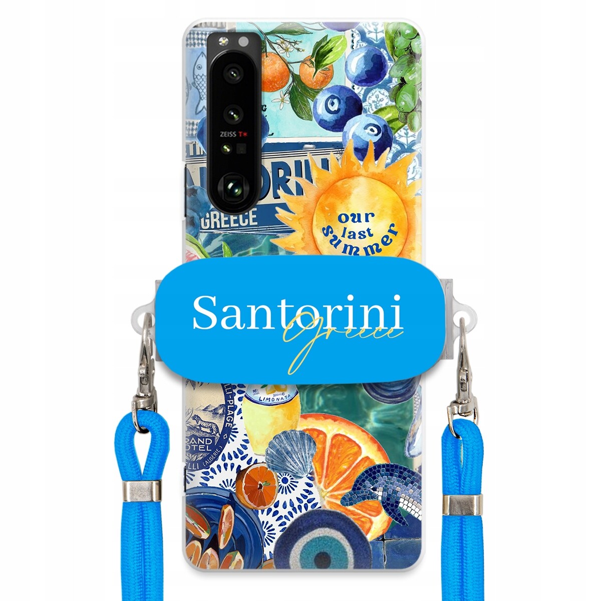 Pouzdro pro Sony Xperia 1 III Modré Crossbody vodítko Držák Santorini Sea