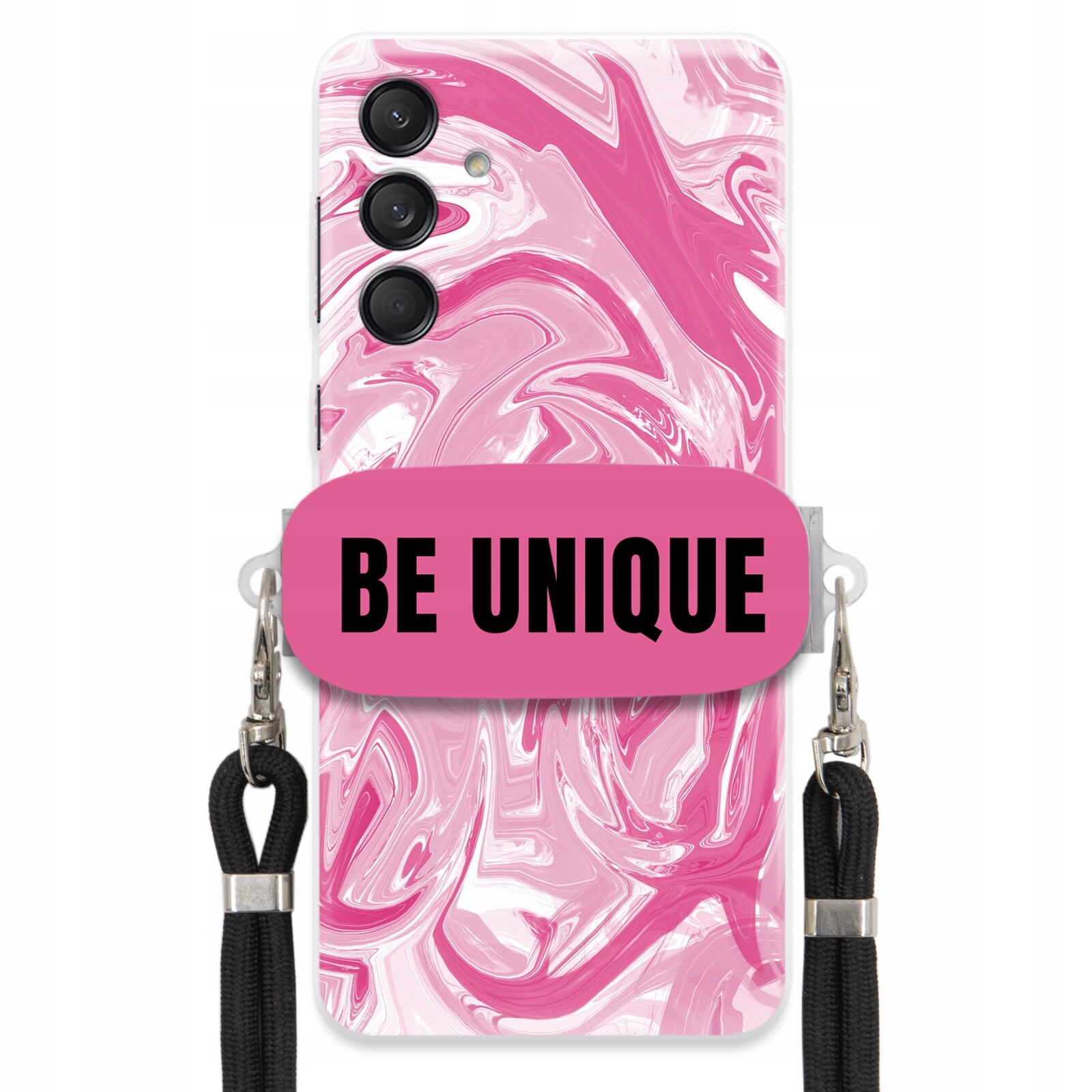 Pouzdro pro Samsung M55 5G úchytka na šňůrku Černá Růžová Mramorová Be Unique