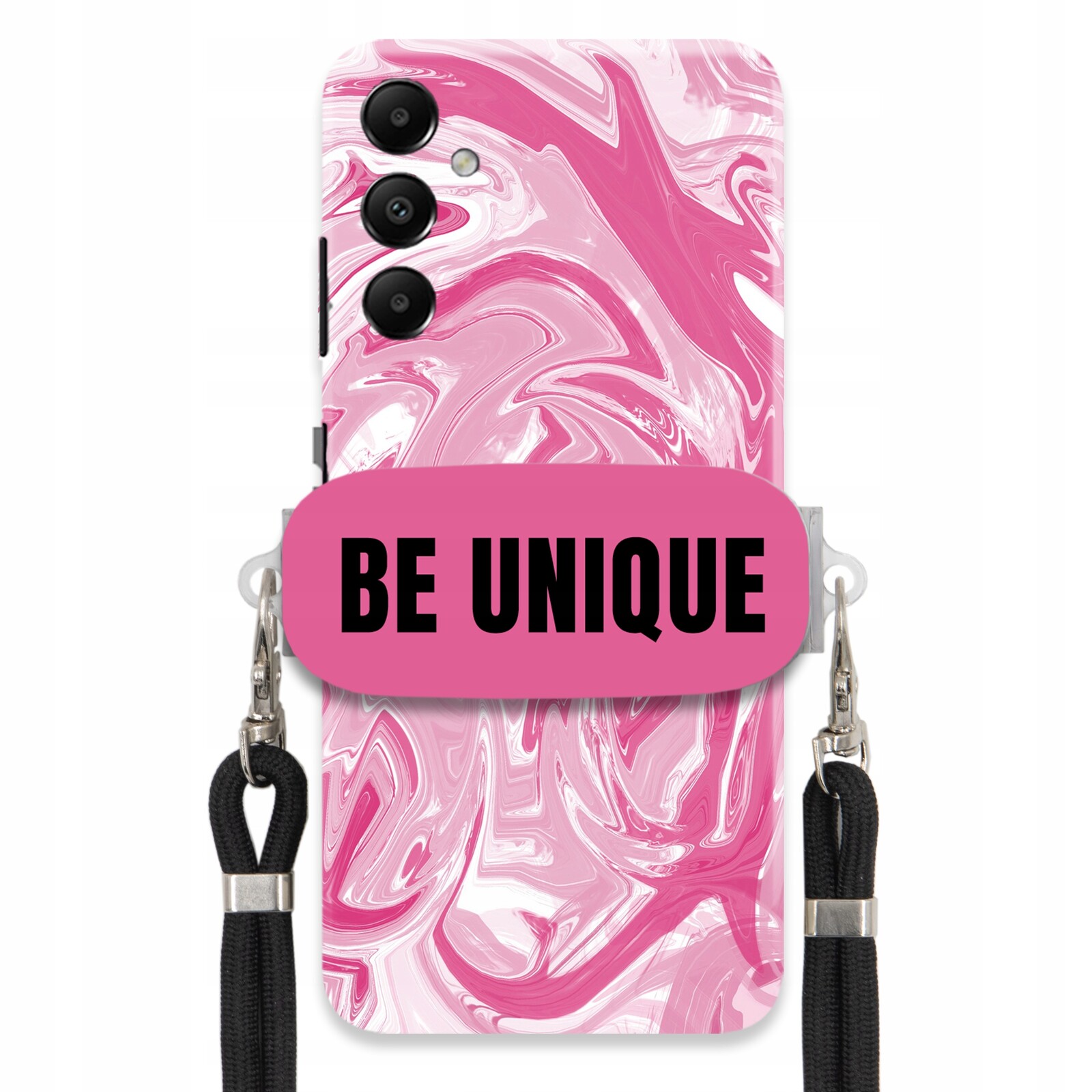 Pouzdro pro Samsung A05S Pouzdro úchytka Šňůrka Černá Růžová Mramor Be Unique