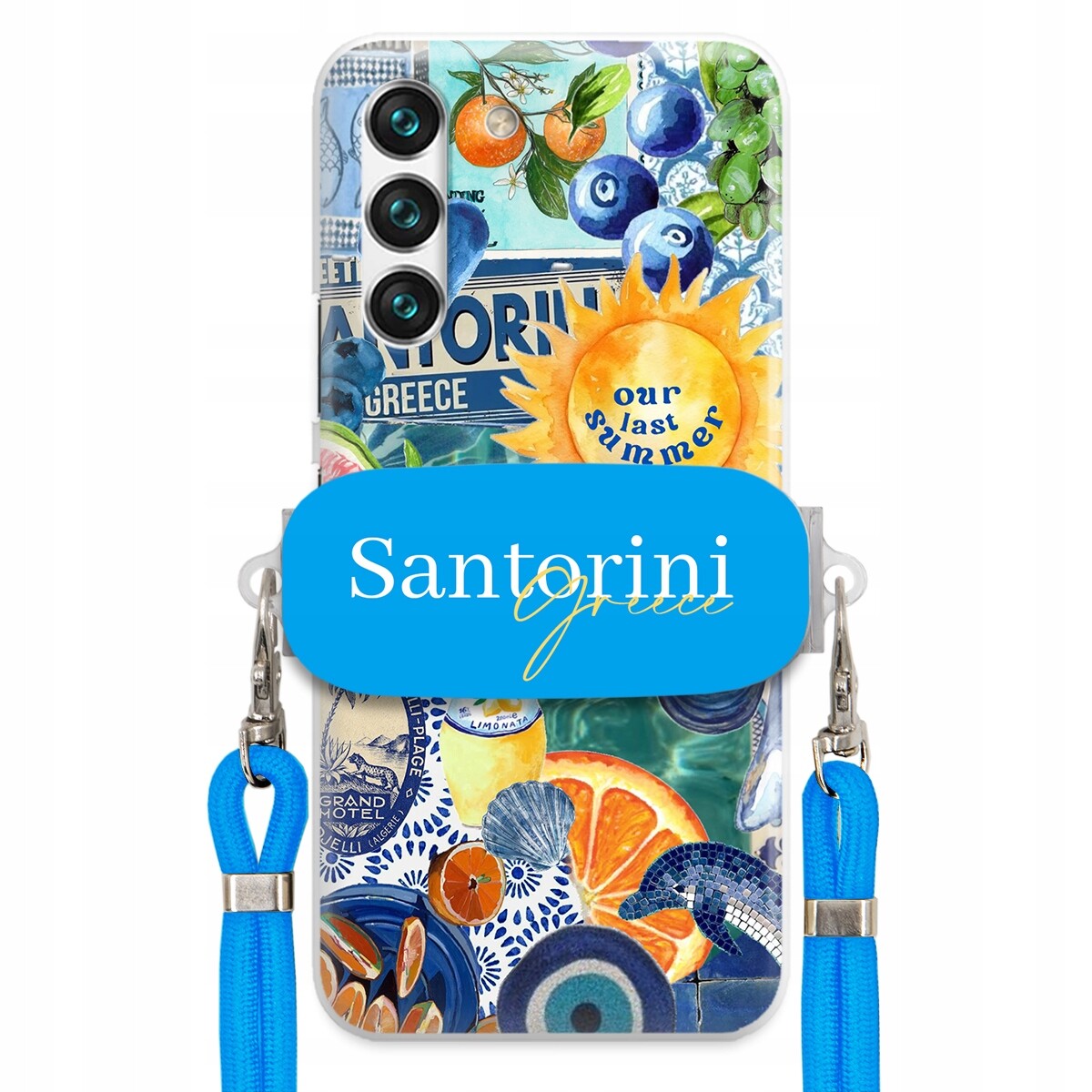 Pouzdro pro Samsung S22 Modré Crossbody vodítko držák Santorini Sea Vibes