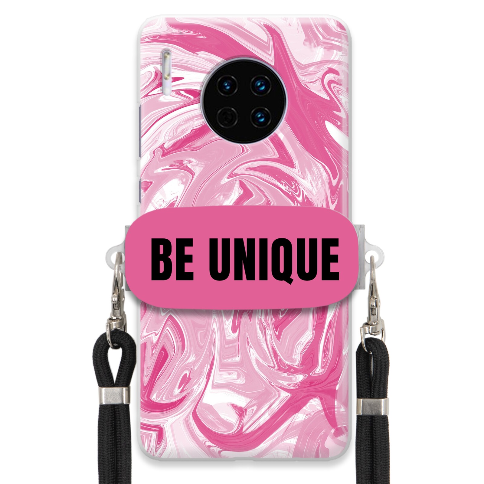 Pouzdro pro Huawei Mate 30 Pro Case Uchytka Šňůrka Černá Růže Mramor Unique