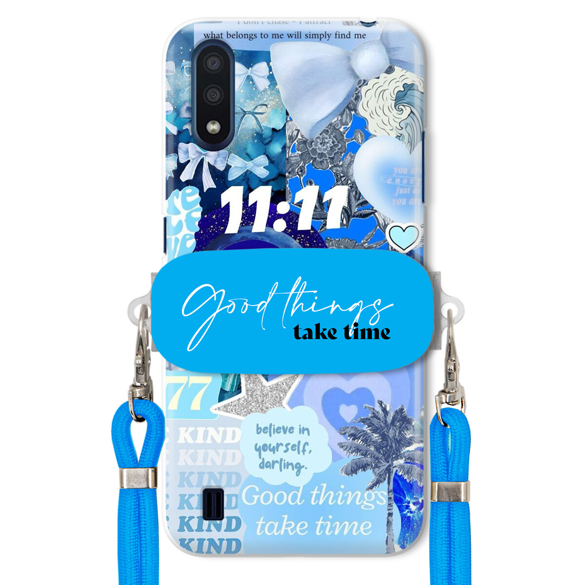 Pouzdro pro Samsung M01 Držák Vodítko Crossbody Good Things Take Time Lata