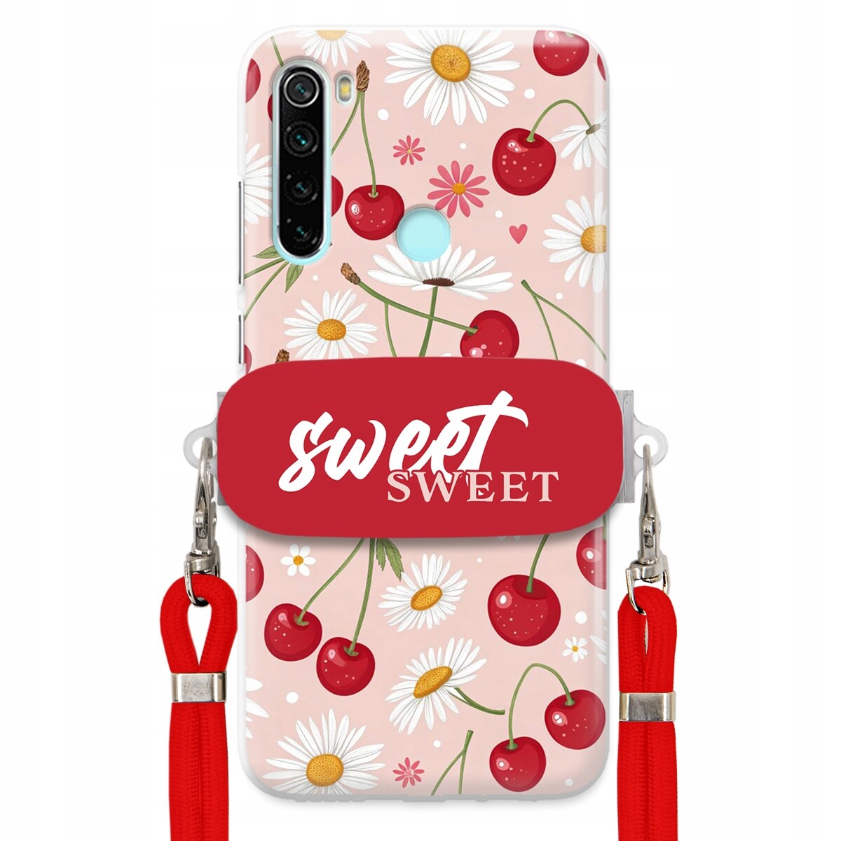 Pouzdro pro Xiaomi Redmi Note 8 Červené vodítko držák Sweet Sweet Višňový Květ