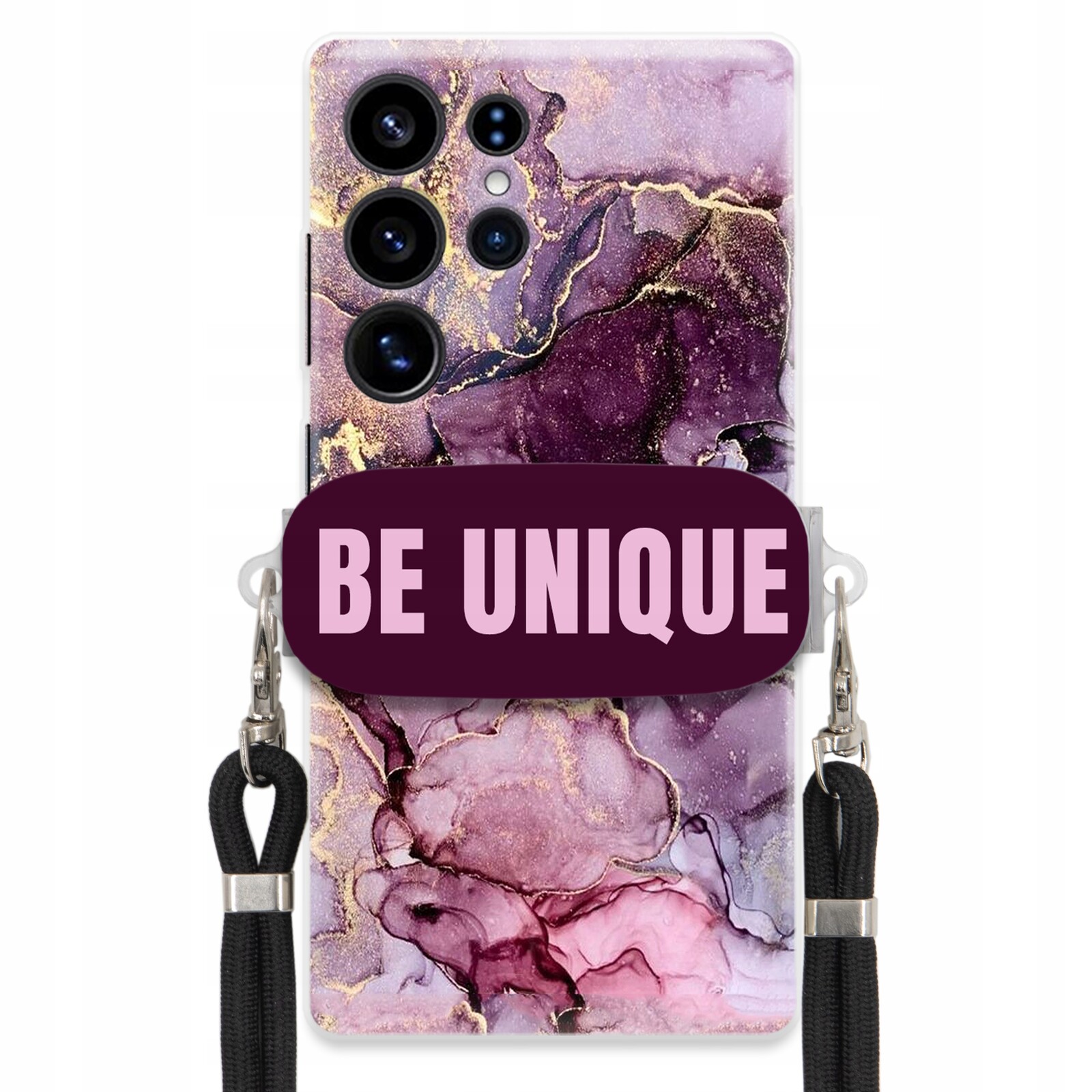 Pouzdro pro Samsung S25 Ultra Case Uchyt pro šňůrku Černá Fialová Mramorová