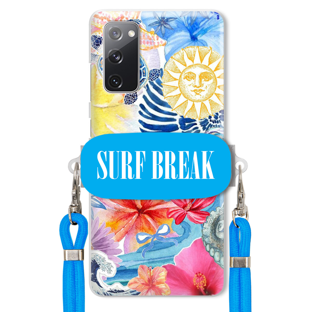 Pouzdro pro Samsung S20FE Crossbody vodítko modré držák Surf Break Dovolená