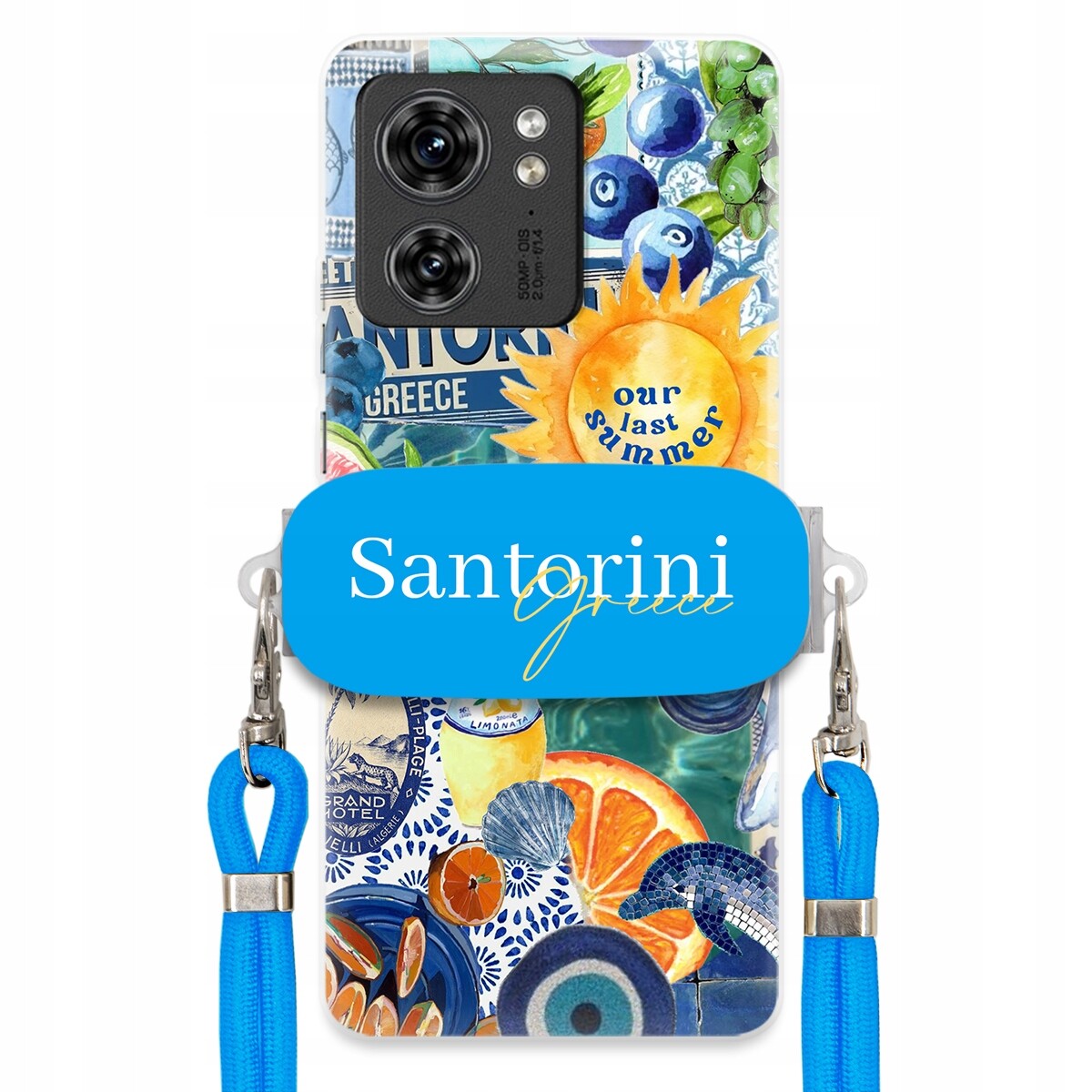 Pouzdro pro Motorola Edge 40 Modré Crossbody vodítko držák Santorini Sea