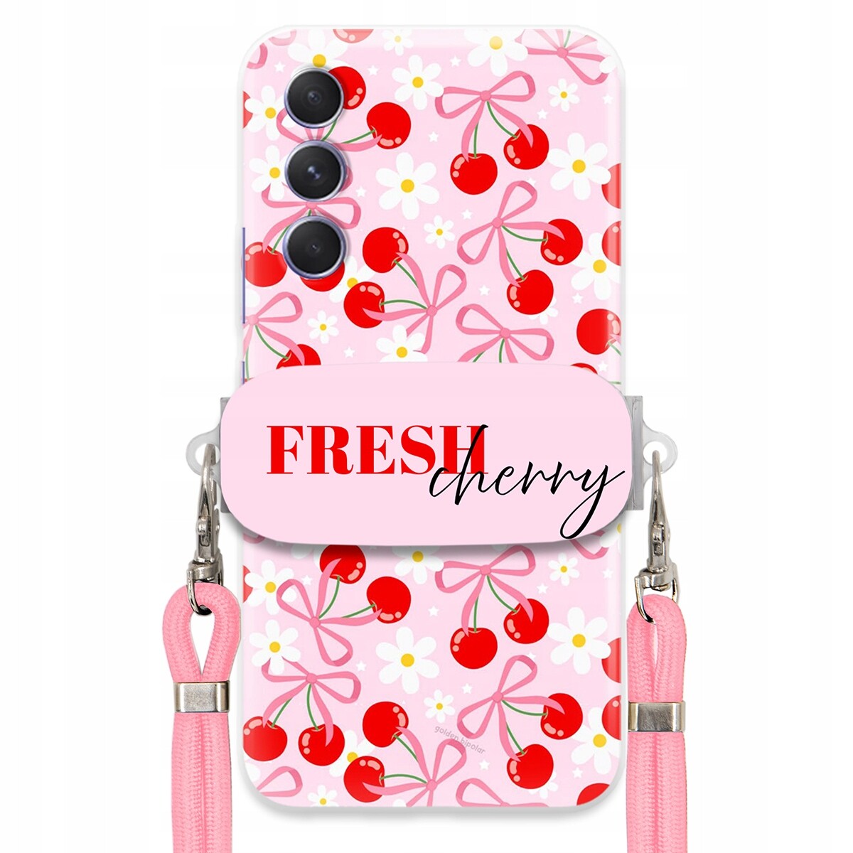 Pouzdro pro Samsung M54 5G Case Držák Šňůrka Růžová Fresh Cherry Mašle