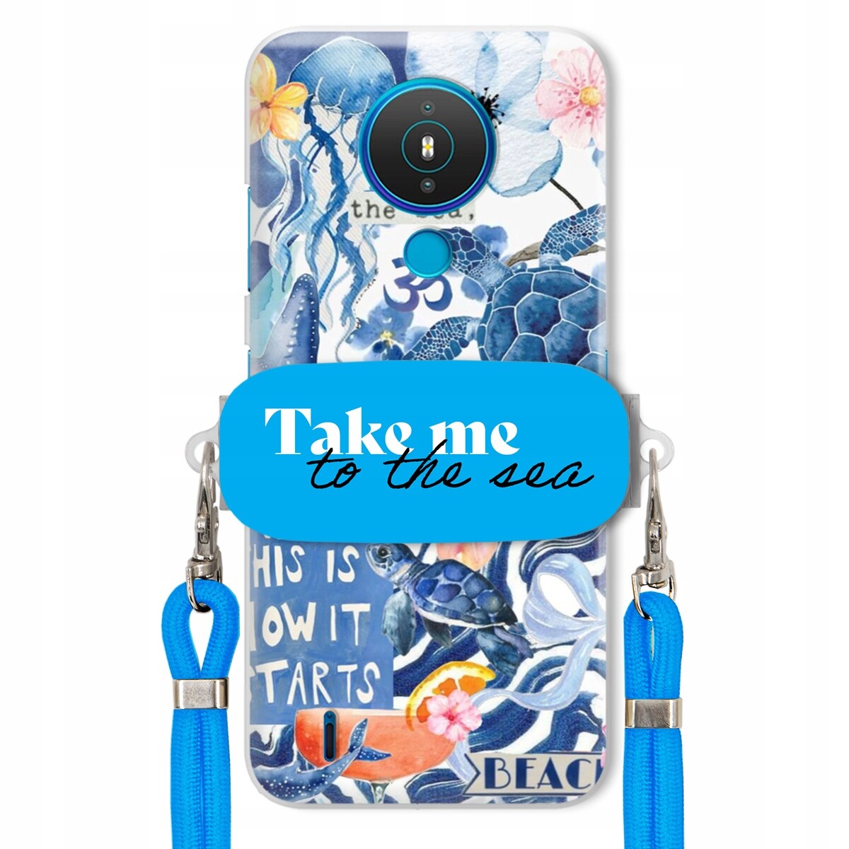 Pouzdro pro Nokia 1.4 Modré Crossbody vodítko Držák Take Me To The Sea Top
