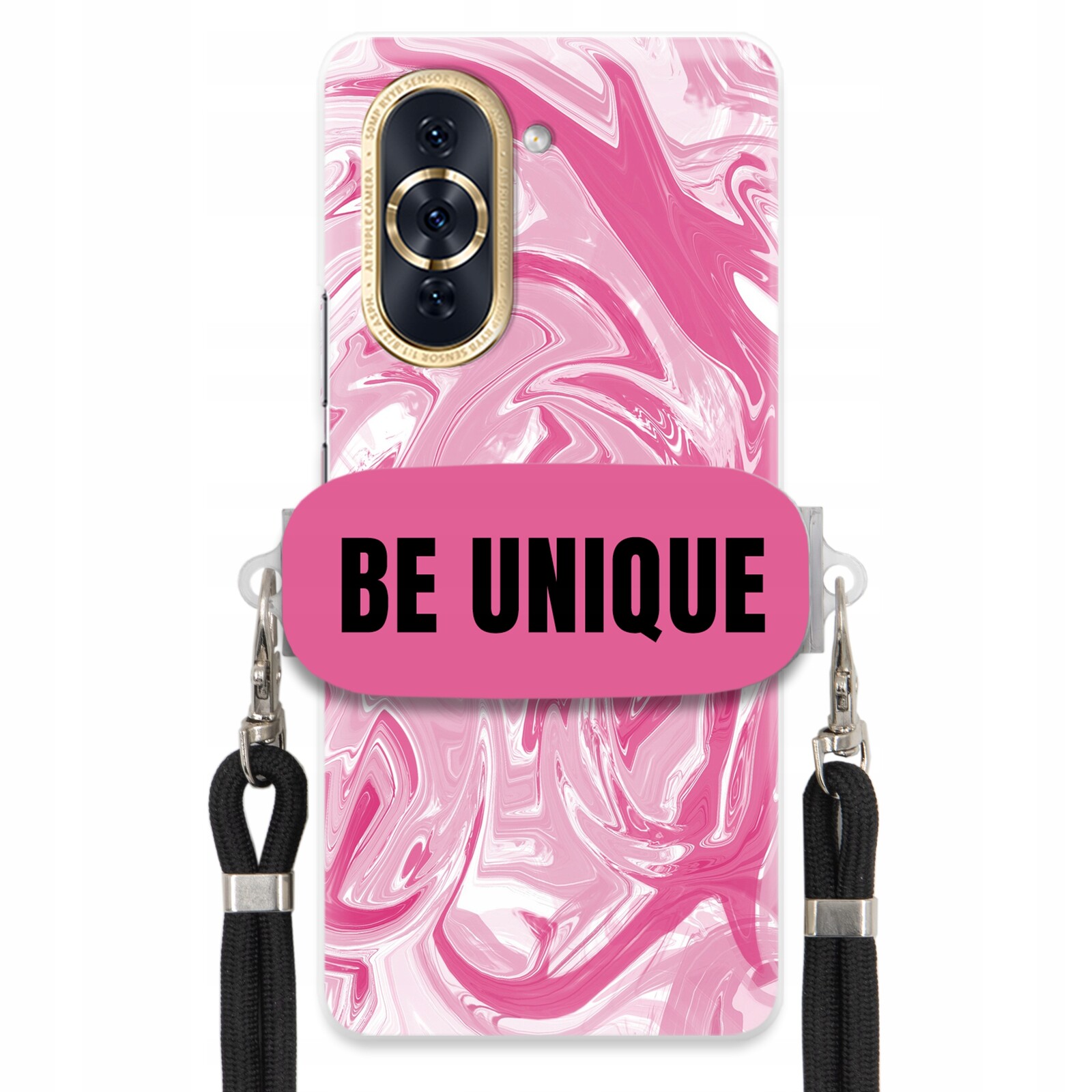 Pouzdro pro Huawei Nova 10 Pro Case úchytka Šňůrka Černá Růže Mramor Unique