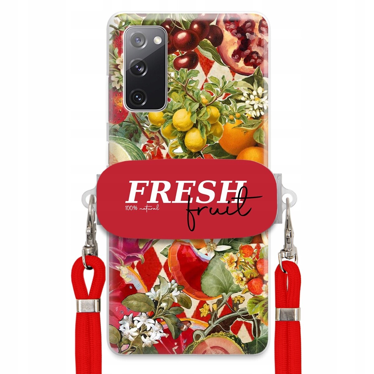 Pouzdro pro Samsung S20FE 5G Červené Crossbody vodítko Držák Fresh Fruit
